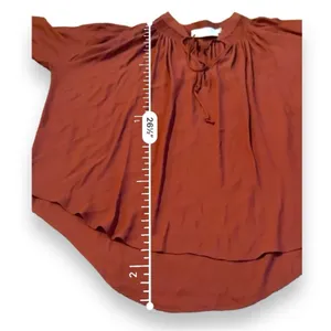 Astr The Label Rust Red Orange Long Sleeve V Neck Tie Blouse Sz S NEW‎ thumbnail 9