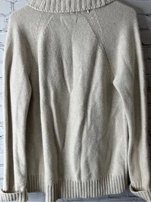Eddie Bauer Cream Cable Knit Zip-Up Shawl Cardigan size large thumbnail 5