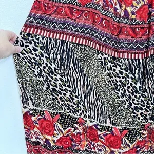 Vintage Flowy‎ Animal Print Boho Eclectic Artsy Pull On Maxi Skirt Maximalism thumbnail 3