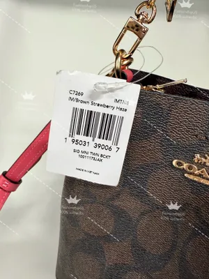 Coach C7269 Mini Town Bucket Bag In Signature Canvas Brown Strawberry Crossbody thumbnail 5