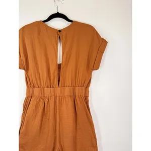 Patagonia Womens Romper Brown V Neck Organic Cotton Gauze Playsuit Tie Bow XS thumbnail 8