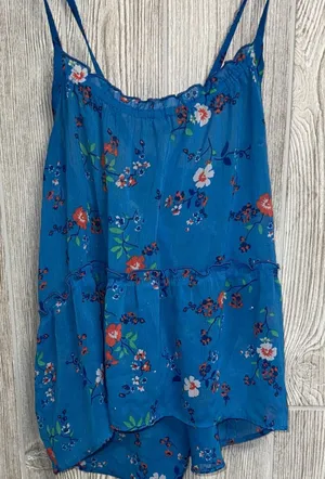 Hollister Blue Floral Tank Top thumbnail 1