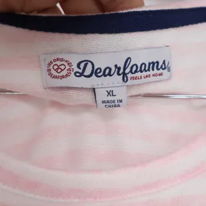 Dearfoams Womens XL Pajama Set Pink White Striped Smile Graphic Tee and Shorts thumbnail 2