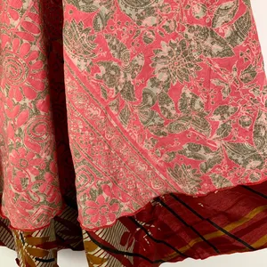 Reversible Maxi Wrap Skirt BINS704 Red thumbnail 3