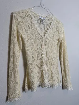 Cream Lace long sleeve Bohemian Chic Shirt thumbnail 1