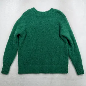 Aerie XS Sweater Green V-Neck Fuzzy Boucle Knit Pullover Relaxed Cozy Winter thumbnail 12