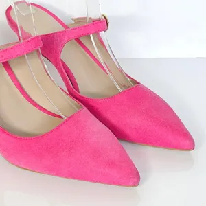 Stuart Weitzman Dazzle 75 Mule Pink Suede Crystal Buckle Mary‎ Jane Heels 6.5 thumbnail 9