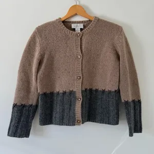 J. Jill Tan and Gray Wool Cardigan Sweater thumbnail 1
