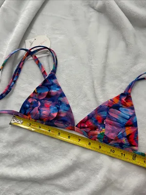New Kulani Kinis Women’s fixed scoop bikini top multicolor flamingo print Medium thumbnail 9