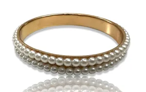 Unique Vintage Faux Pearl Bangle Bracelet thumbnail 1