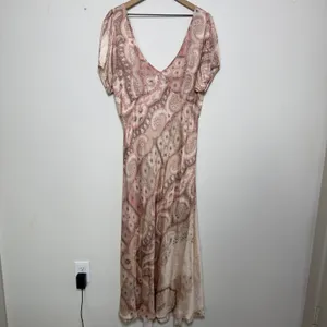 Tularosa VRG GRL Women Paloma Bias Babydoll Maxi Dress XL Pink Paisley Patchwork Ethereal thumbnail 3