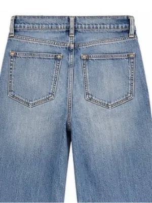 J.Crew Full Length Wide Leg Jeans Size 29 High Rise Button Fly Medium Wash thumbnail 4