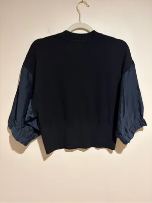 Club Monaco Mixed Media Puff Sleeve Mock Neck Sweater Black Size Small thumbnail 8