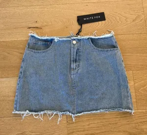 White Fox Mini Skirt Denim Be Without You Size M Blue thumbnail 1