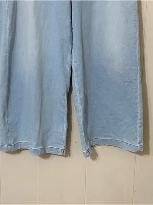 Pilcro Anthropologie Wide Leg Denim Knit Pants L High Rise Pull On Jeans thumbnail 4