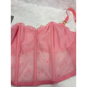 Victorias Secret Dream Angels Pink Mesh Floral Corset Bra Top M-DD E80 thumbnail 7
