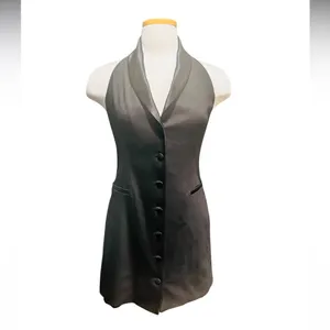 ZARA Halter Black Shawl Collar Tuxedo Dress Black Size Medium thumbnail 3