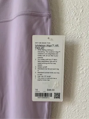 Lululemon Align High Rise Pant 25” Lilac Play Size 14 Yoga Minimalist Sporty thumbnail 4