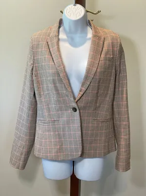 Banana Republic Houndstooth Blazer Size 8 Brown Black Red Classic Fit thumbnail 1