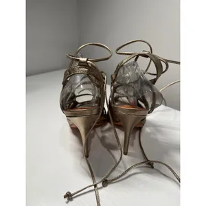 ALDO Metallic Gold Lace Up Gladiator Stiletto Sandals Leather Sole Womens 37‎ thumbnail 5