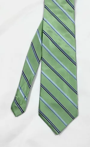 Merona Men's Green/Blue Striped Neck Tie Excellent Used Condition thumbnail 1