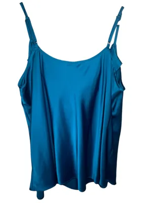 Torrid Teal Satin Draped Cowl Neck Loose Fit Cami Tank Top With Adjustable Strap thumbnail 4
