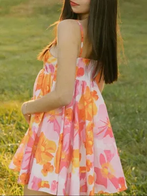 Revolve Sau Lee Mini Dress Pink and Orange Flowers 2 thumbnail 2