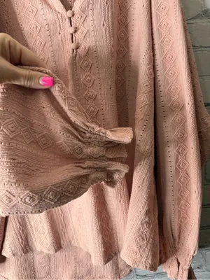 FRYE Dusty Rose Crochet-Detail Peasant Blouse XL thumbnail 3
