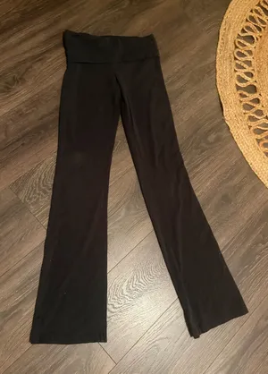 PINK Victoria's Secret Black Fold-Over Waist Flare PantsVintage XS thumbnail 1