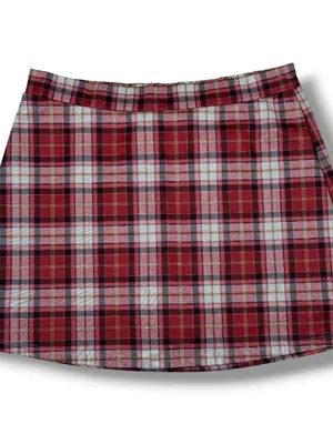 Halara Plaid Skort Mini Skirt Red Grey Large Preppy Punk Academia School Girl thumbnail 11