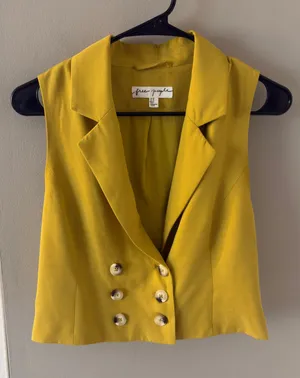 Free People Gabbie Vest Yellow Sleeveless Blazer Vest Size Women’s XS thumbnail 1