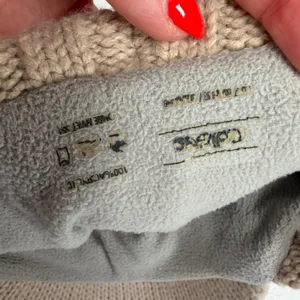 Y2K Adidas OSFM Visor Beanie Tan Cable Knit Fleece Lined Leather Logo Hat thumbnail 8