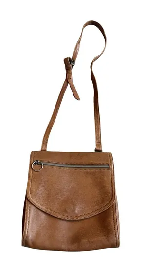Fossil 75082 Cognac Leather Crossbody Bag Flap Front Purse Snap One Size Women's thumbnail 1