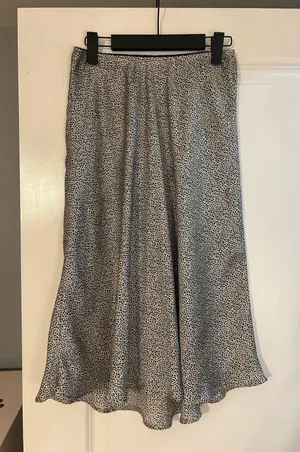 Black & White Midi Skirt Gray thumbnail 1