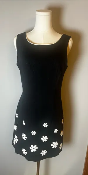 Vintage Retro Granite Black Knee Length Dress thumbnail 1