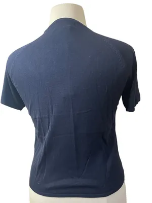 Everyday Capsule august silk knits Navy Short-Sleeve Crewneck 100% Silk Tee thumbnail 2