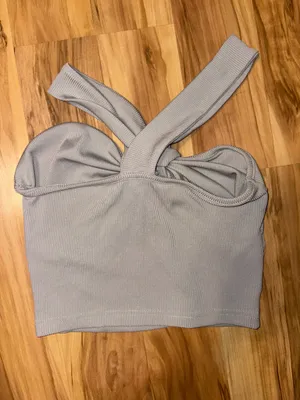 Gray Shein Cutout Knot Crossover Top thumbnail 2