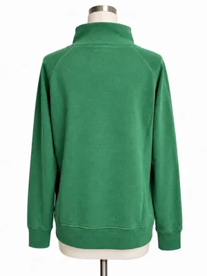 J.Crew Green Funnel Neck Button Pullover Sweatshirt Medium Cotton Blend thumbnail 2