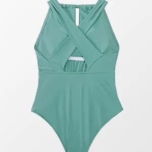 NWT CUPSHE Tie Front One Piece Swimsuit High Neck Design with Removable‎ Padding thumbnail 6