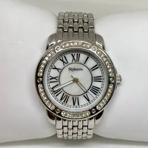 Style & co silver tone women watch rhinestones mop dial Roman 6.5” running thumbnail 1