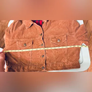Pacsun Corduroy Cropped Jacket Flannel Lining, Button-Up, Tan, Sz M-L thumbnail 8