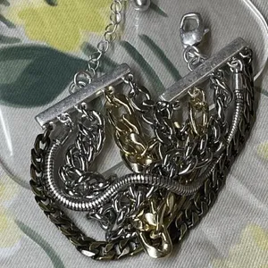 Jenny Bird Austin Cuff Mixed Metals Stacked 5 Chain Bracelet Brand New thumbnail 7