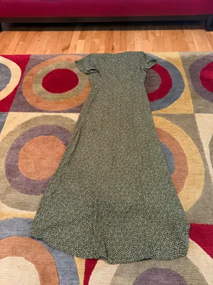 Blue Rain Francesca’s Collections Olive Green Polka Dot V Neck Long Maxi Dress thumbnail 5