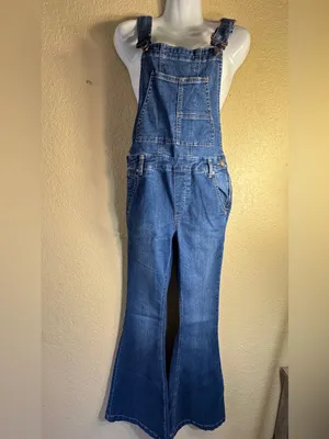 FREE PEOPLE Women's Blue Denim Overalls Jeans - Flared Leg size 27 thumbnail 7