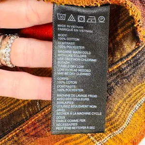 Urban Outfitters Plaid Jacket Sherpa Collar Button Front Orange Black XS‎ Grunge thumbnail 4