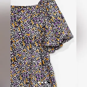 Nasty Gal Abstract Print Puff Sleeve Square Neckline Mini Dress‎ Size Medium thumbnail 2