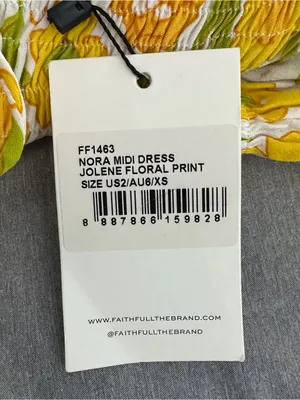 Faithfull The Brand Nora Midi Dress Jolene Floral Print XS Yellow Pink Green NWT thumbnail 5