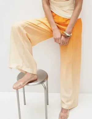 Significant Other Ombre Wide Leg Pants SIZE 2 Flowy Butter Yellow Designer $200 thumbnail 1