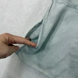 Mumu Denim Chambray‎ Band Collar Button Down Shirt Top Light Wash Size M READ thumbnail 7