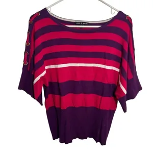 Cable & Gauge Womens Size Large Boatneck Dolman Sleeve Sweater Purple Pink Color thumbnail 1